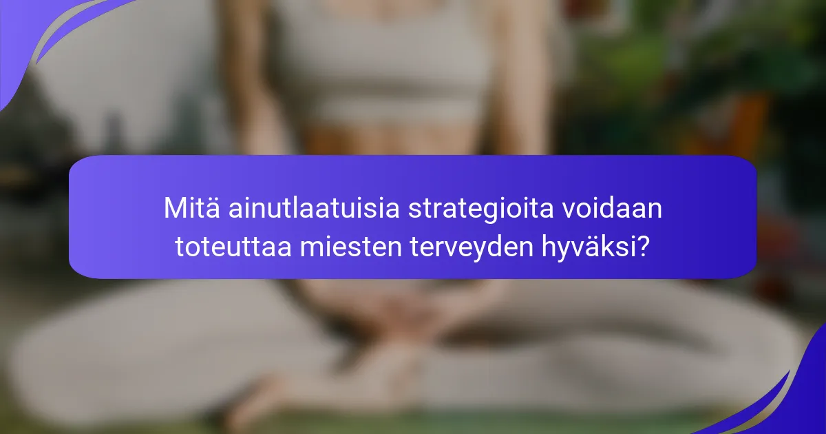 Mitä ainutlaatuisia strategioita voidaan toteuttaa miesten terveyden hyväksi?