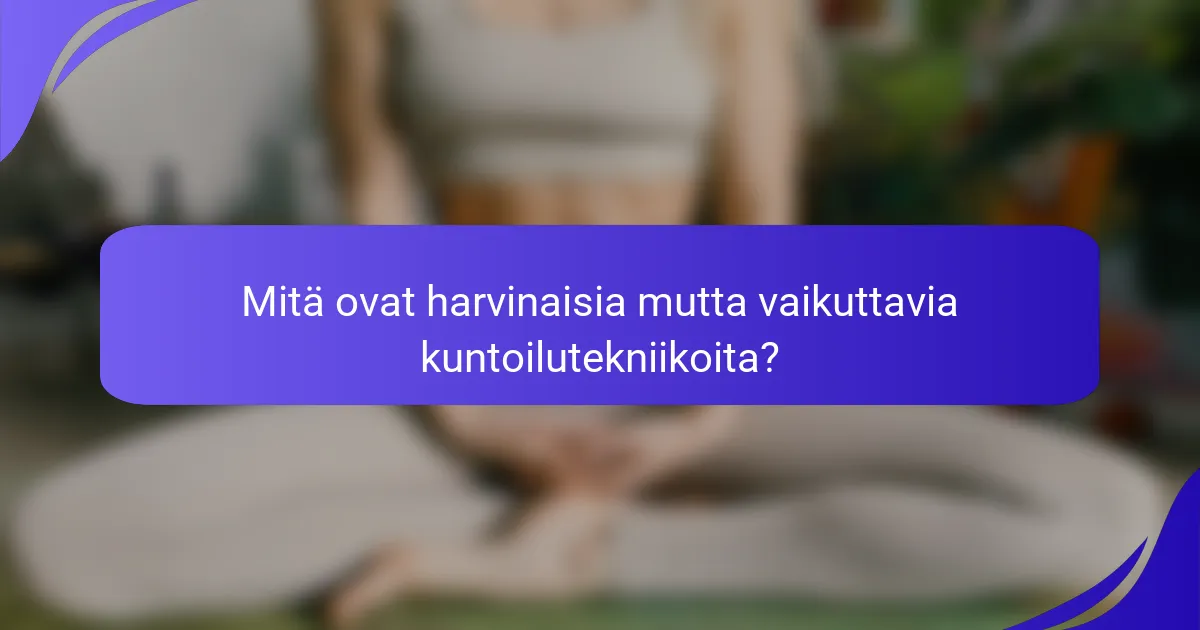 Mitä ovat harvinaisia mutta vaikuttavia kuntoilutekniikoita?