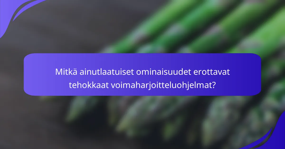 Mitkä ainutlaatuiset ominaisuudet erottavat tehokkaat voimaharjoitteluohjelmat?