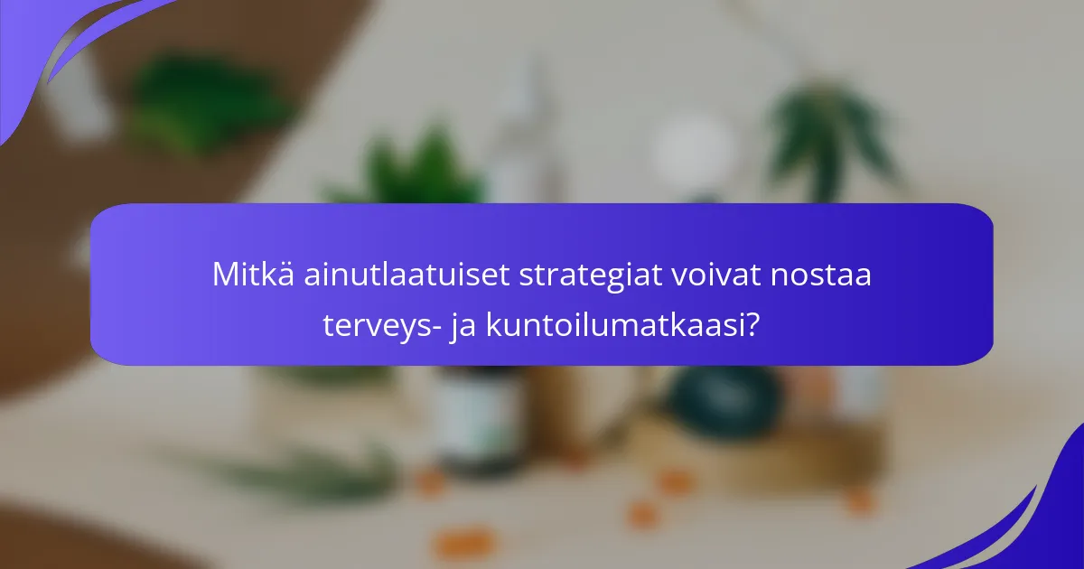 Mitkä ainutlaatuiset strategiat voivat nostaa terveys- ja kuntoilumatkaasi?
