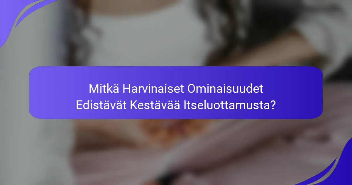 Mitkä Harvinaiset Ominaisuudet Edistävät Kestävää Itseluottamusta?