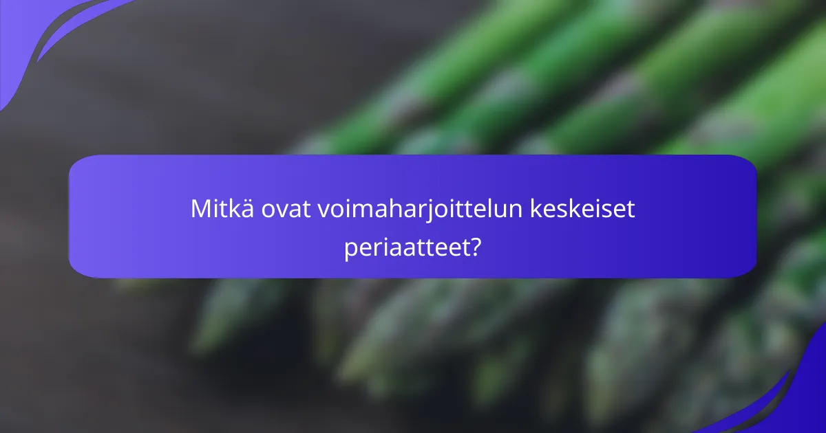 Mitkä ovat voimaharjoittelun keskeiset periaatteet?